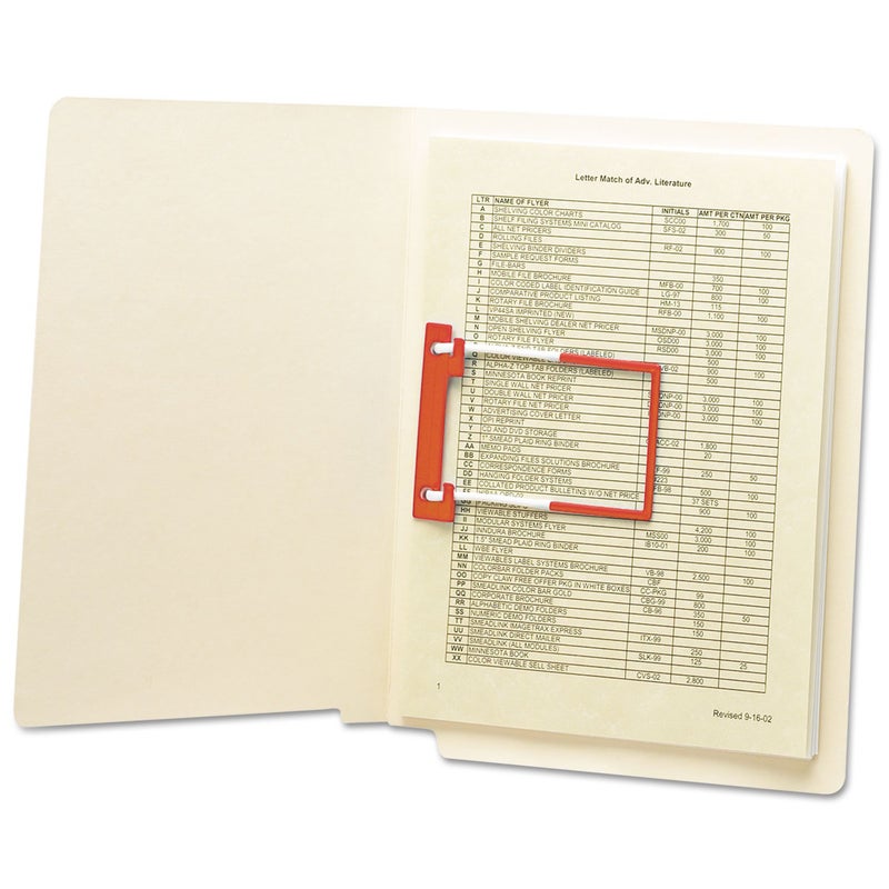 Smead U-Clip Bonded Fastener, 2" Capacity, Red, 100 per Box (68260) - Image 1